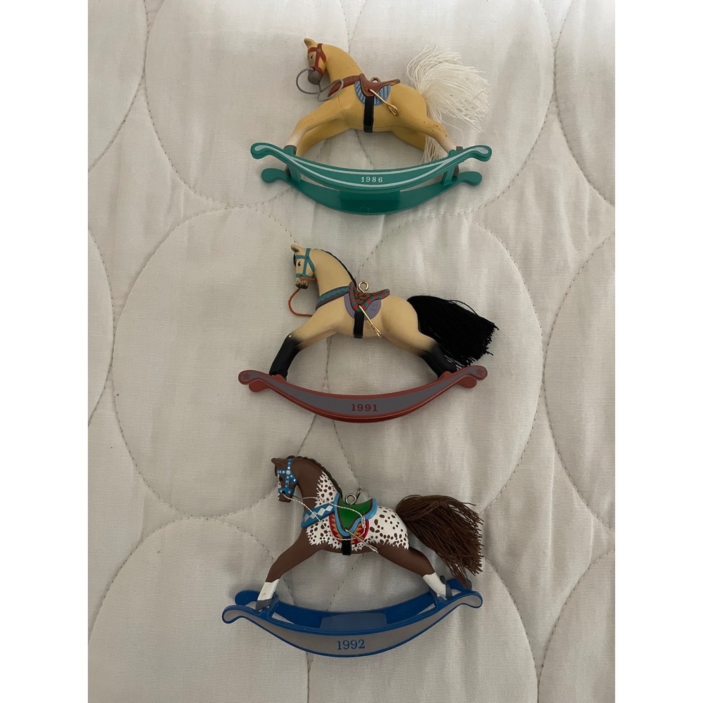 Hallmark Keepsake Rocking Horse Ornament Lot 1986 1991 1992 Vintage Christmas